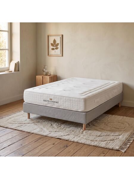 Conjunto Dorea com Sommier rígido 20 cm Cinza - Colchão e Cama