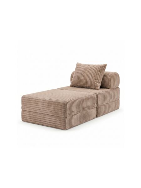 Sofá Modular 1 Lugar + Puff  Convertível Veludo Listado