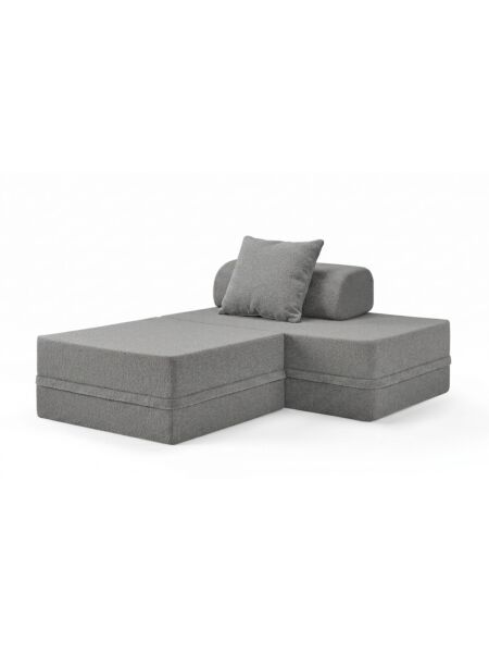 Sofá Modular 2 Lugares + Puff Convertível  Bouclette