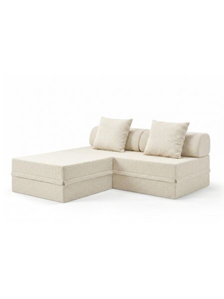 Sofá Modular 3 Lugares + Puff Convertível  Bouclette