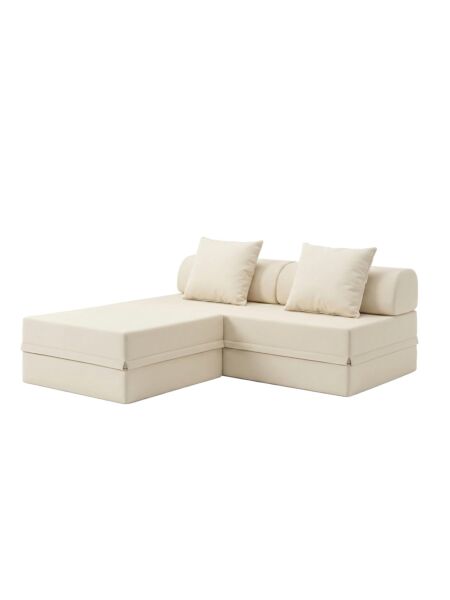 Sofá Modular 3 Lugares + Puff Convertível  Liso