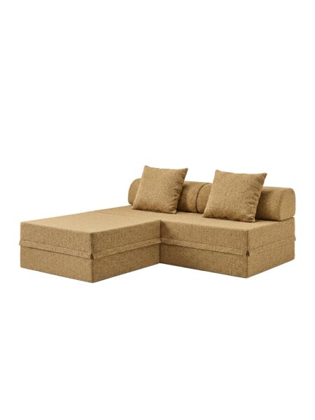 Sofá Modular 3 Lugares + Puff Convertível  Tweed