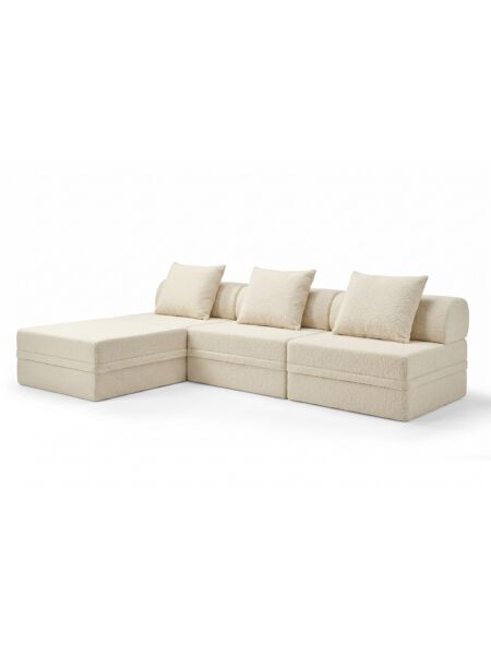Sofá Modular 3+1+Puff Convertível  Bouclette