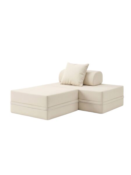 Sofá Modular 2 Lugares + Puff  Convertível  Liso