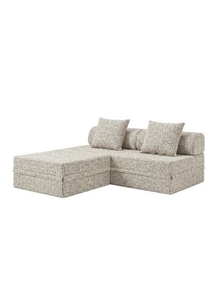 Sofá Modular 3 Lugares + Puff Convertível  Tweed