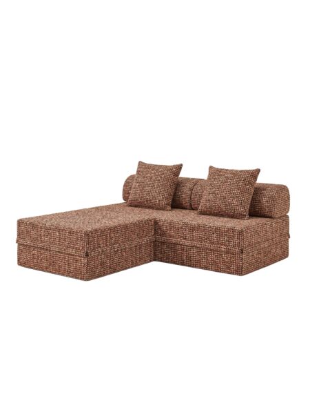 Sofá Modular 3 Lugares + Puff Convertível  Tweed