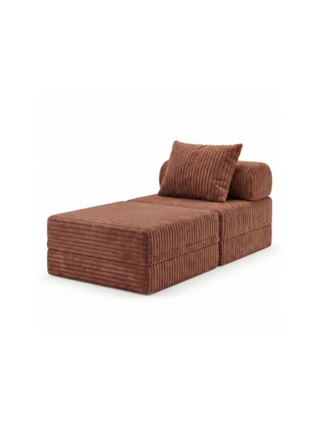 Sofá Modular 1 Lugar + Puff  Convertível Veludo Listado