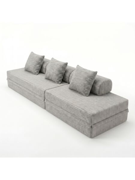 Sofá Modular 3+2 Lugares Convertível  Veludo Listado