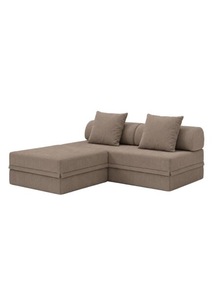 Sofá Modular 3 Lugares + Puff  Convertível  Veludo Regular