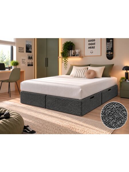 Pack de 2 sommier com gavetass Alice Ascot Graphite — 190 x 70 cm — ambiente