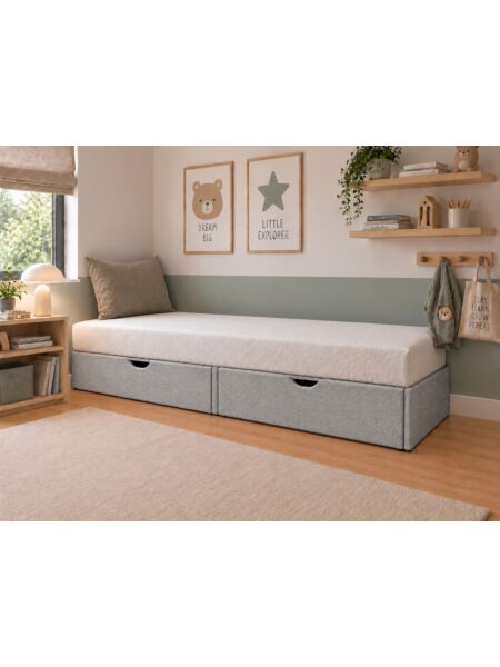 Sommier com gavetas Alice Milano Ash — 190 x 70 cm — ambiente