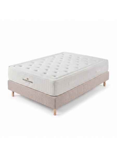 Conjunto Aurelien com Sommier rígido 20 cm Bege - Colchão e Cama