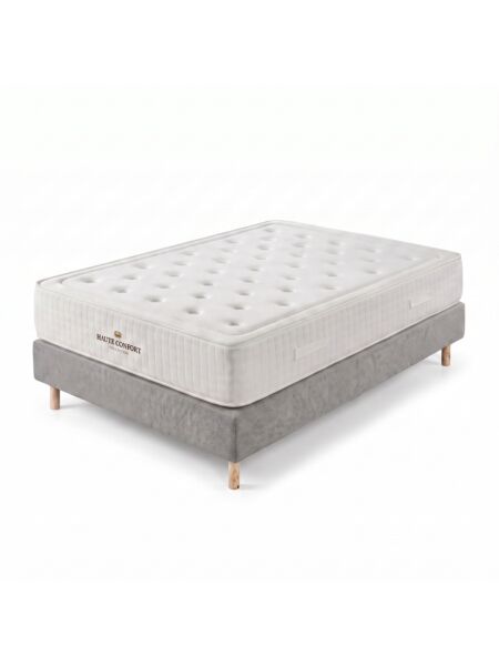 Conjunto Aurelien com Sommier rígido 20 cm Cinza - Colchão e Cama