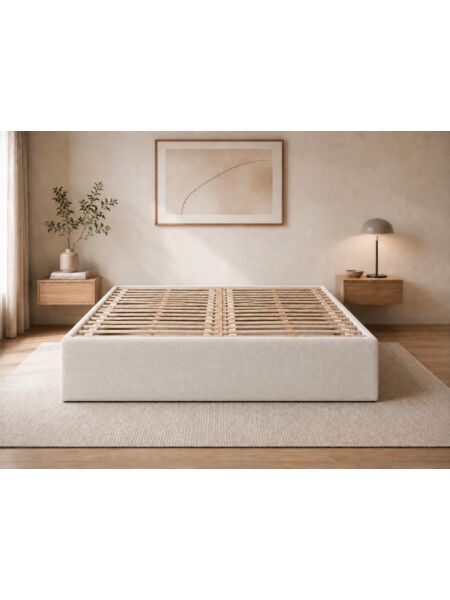 Estrutura de cama Belmont Milano Cement — 200 x 200 cm — ambiente