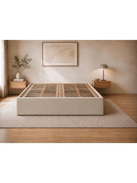 Estrutura de cama Belmont Milano Taupe — 200 x 200 cm — ambiente